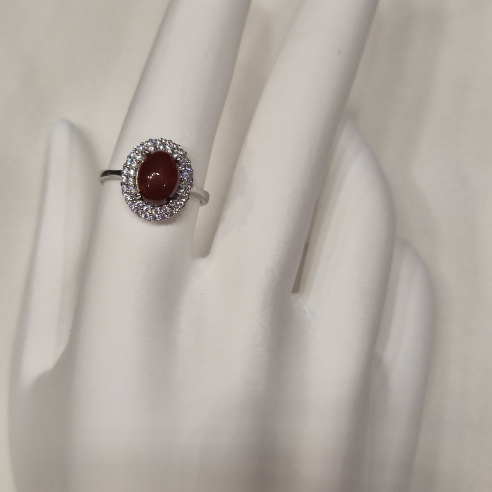 Elegant Silver 925 and Red Gemstone Ring